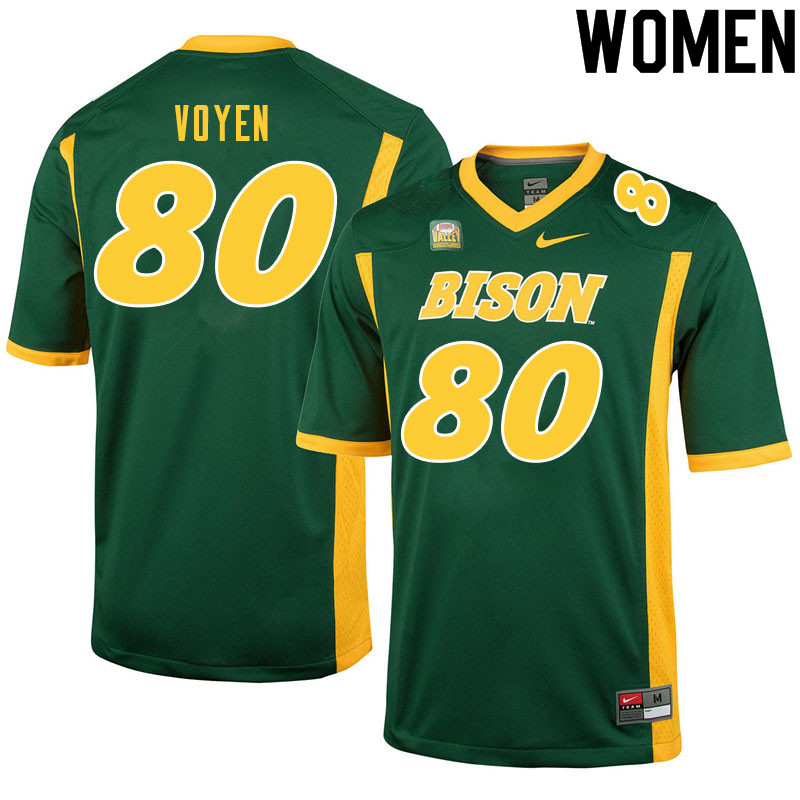 Women #80 Andy Voyen North Dakota State Bison College Football Jerseys Sale-Green